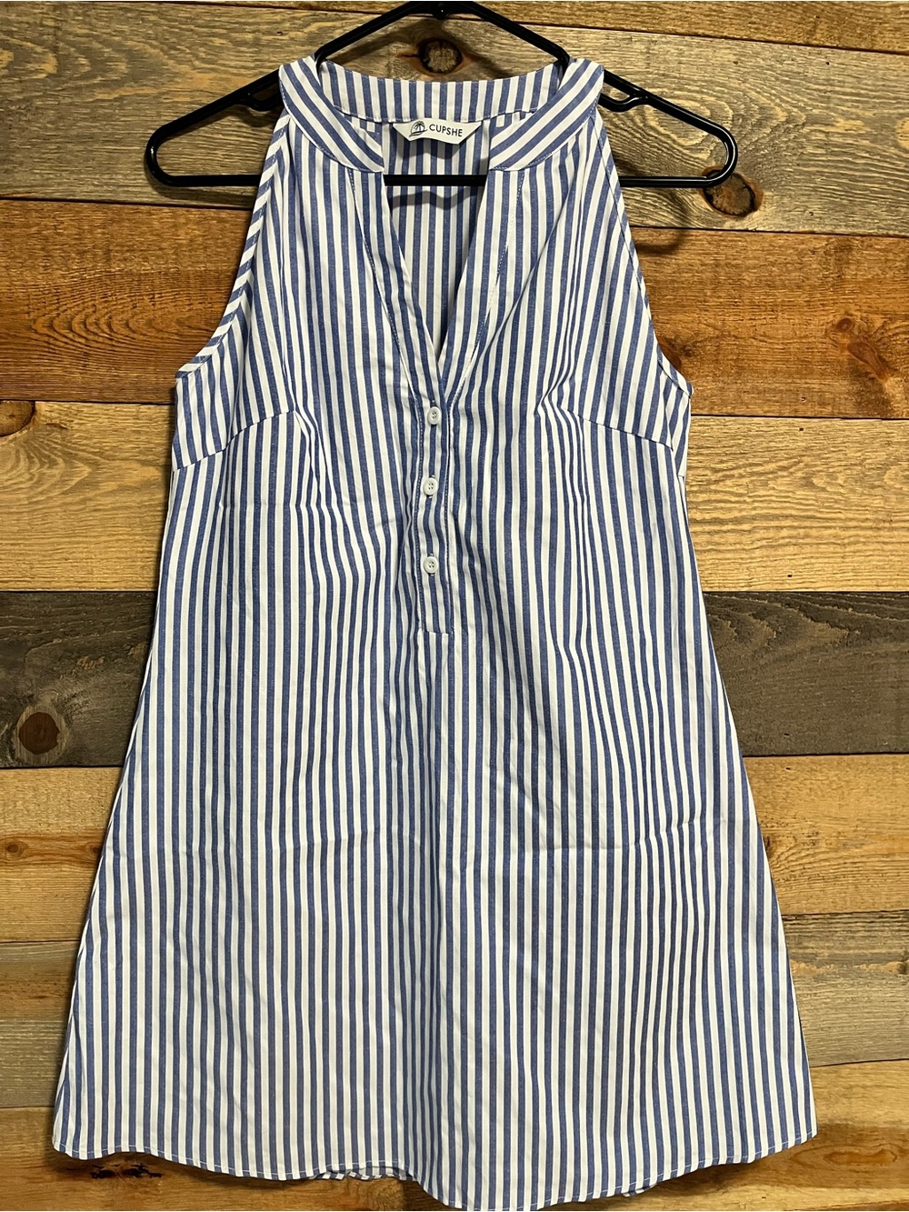 Cupshe Blue and White Vertical Stripe Sleeveless Dress Size Small - Picture 3 of 4